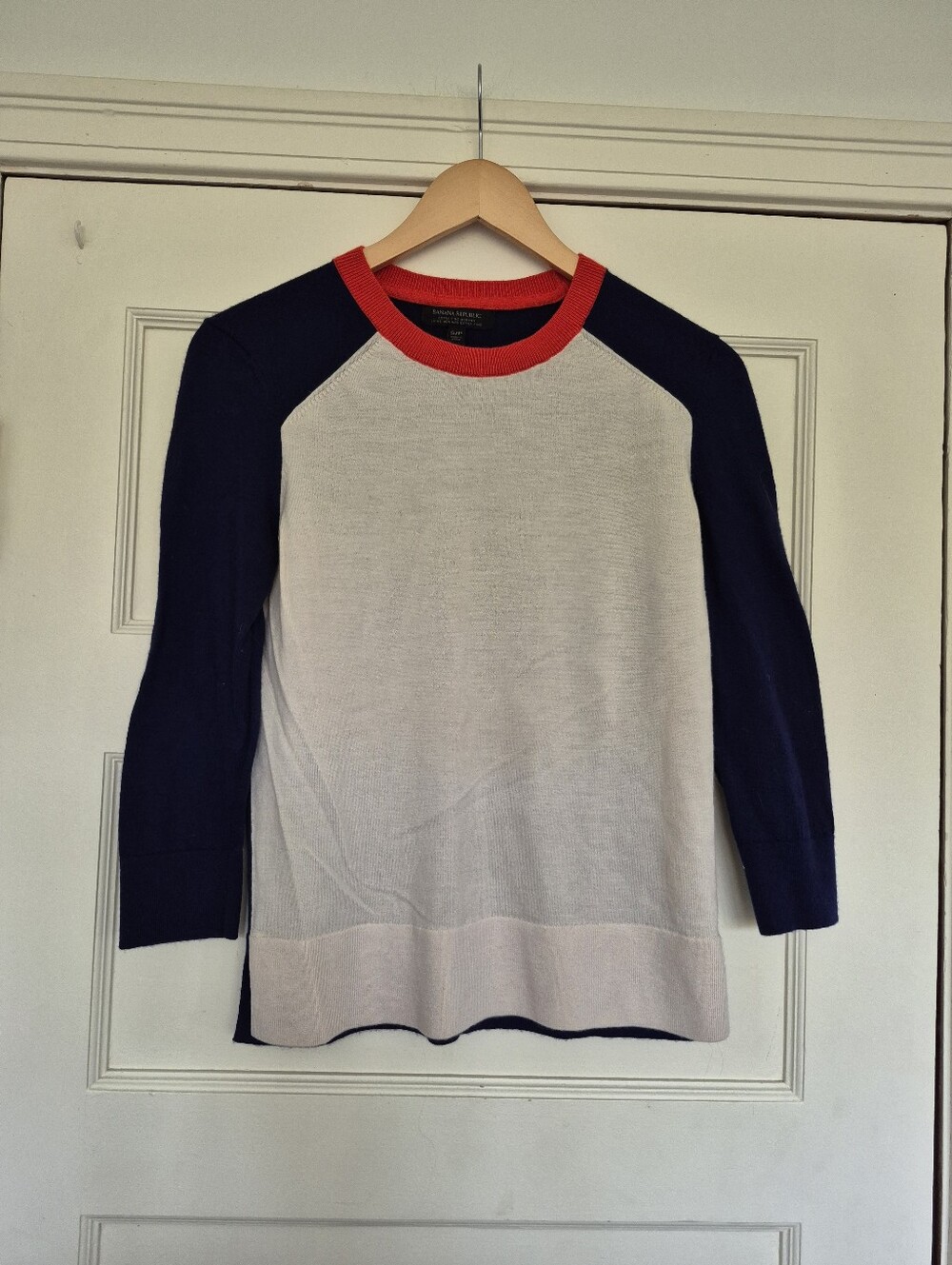 Banana Republic Merino Wool Sweater Colourblock With 3/4 Sleeves Small